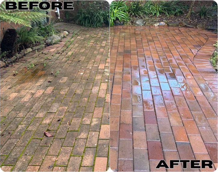Paver cleaning before and after in Red Hill, Canberra