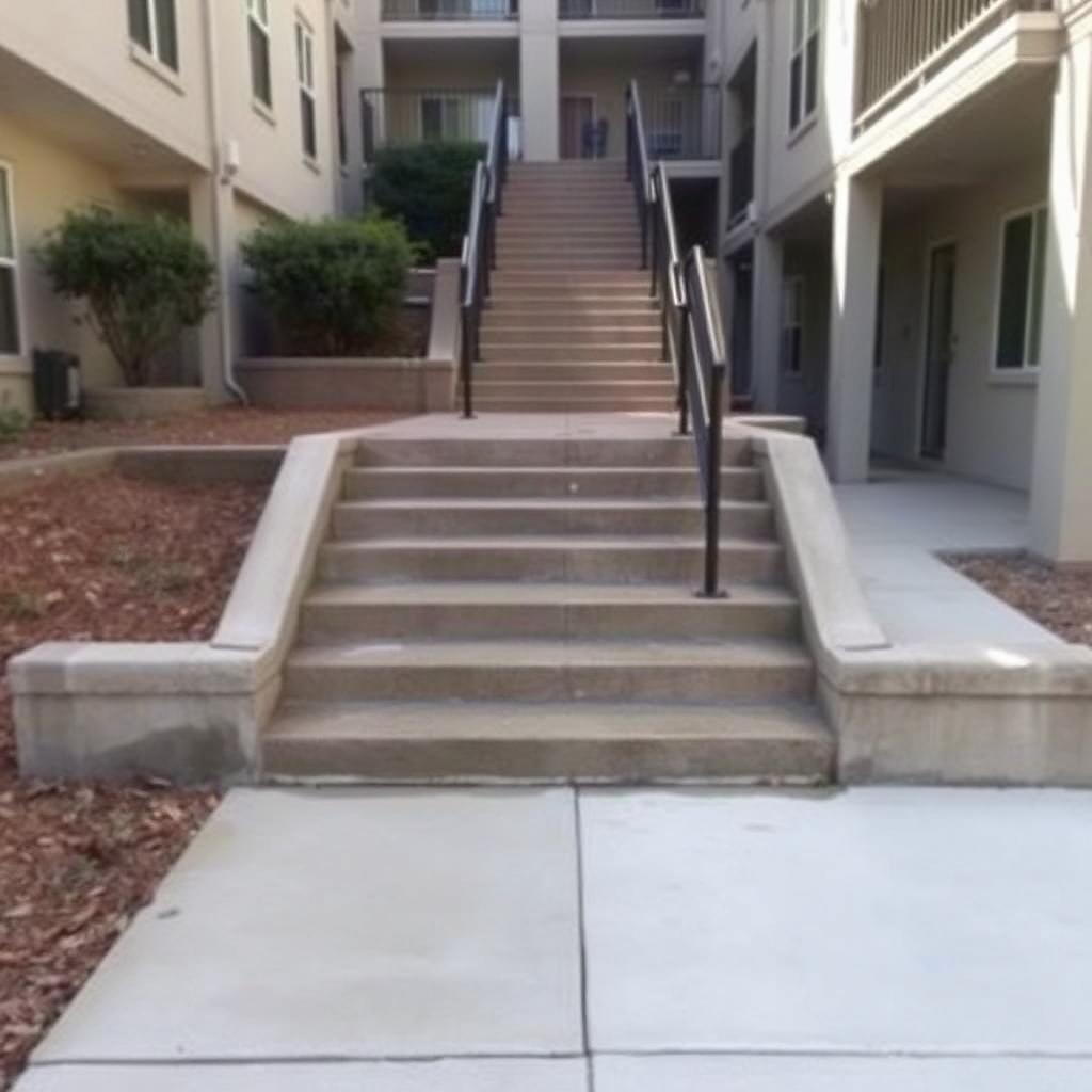 Common-area walkway and stairs cleaned